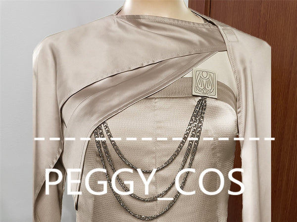 Star Wars Andor Mon Mothma Cosplay Costume Mon Mothma Cosplay Costume Set Dress Cloak Champagne Cosplay Suit Halloween Party Cosplay