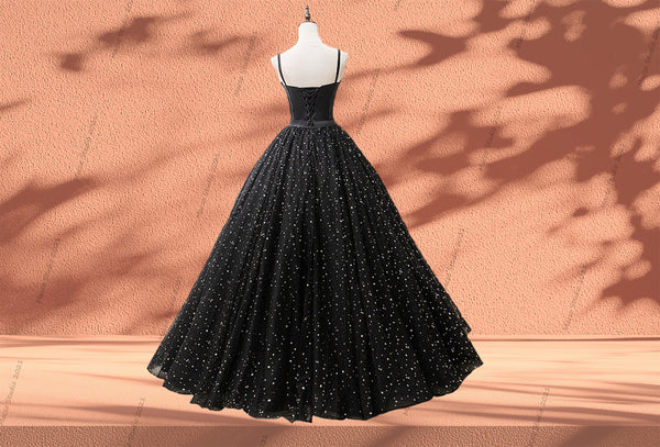 Starry Black Dress Tulle Prom Dress Women Wedding Dress Black Tulle Dress Prom Dress Evening Prom Party Dress Graduation Dress