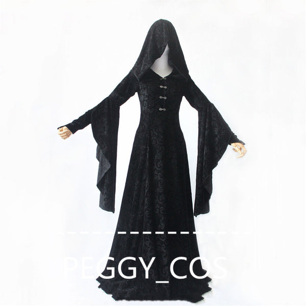 Vampire Cosplay Costume Vintage Witch Cosplay Clothing Witch Sorcerer Cosplay Dress Magician Cosplay Clothing Black Cosplay Dress