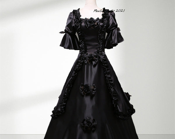 Vintage Medieval costume dress Black 18th Century dress Court Gown princess dress women Baroque Cosplay Dress Girl Halloween
