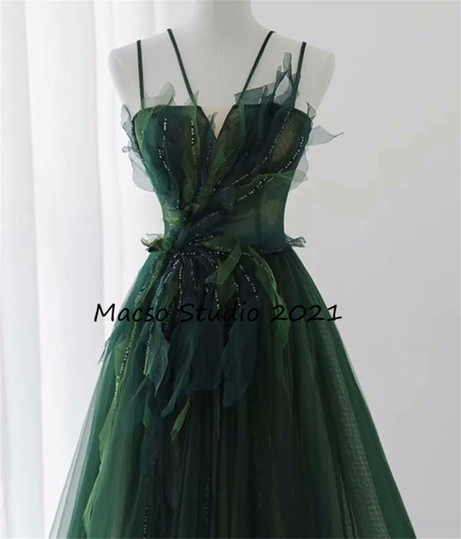 Vintage forest green floor length prom dress fairy Emerald Green Party Birthday Dress Beaded Green Prom Dress Senior Prom Dress Bridesmaid