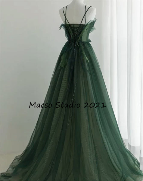 Vintage forest green floor length prom dress fairy Emerald Green Party Birthday Dress Beaded Green Prom Dress Senior Prom Dress Bridesmaid