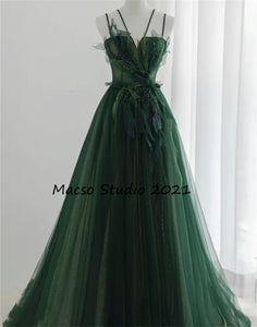 Vintage forest green floor length prom dress fairy Emerald Green Party Birthday Dress Beaded Green Prom Dress Senior Prom Dress Bridesmaid