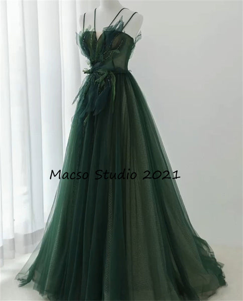 Vintage forest green floor length prom dress fairy Emerald Green Party Birthday Dress Beaded Green Prom Dress Senior Prom Dress Bridesmaid