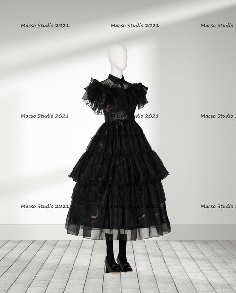 Wednesday Addams Black prom Dress Halloween Cosplay Costume Handmade Ball Gown Women Costume Adult Women Cosplay Halloween Cosplay Costume