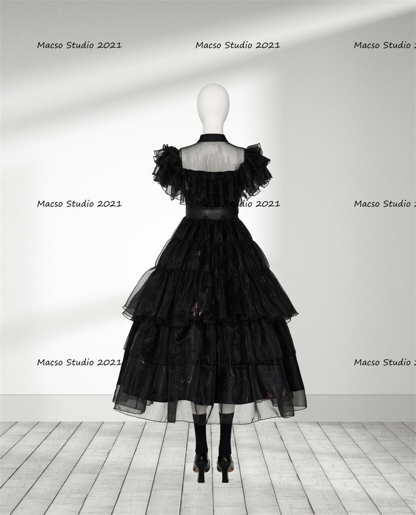 Wednesday Addams Black prom Dress Halloween Cosplay Costume Handmade B – Mermaidcosplay Wednesday Addams Black prom Dress Halloween Cosplay Costume Handmade B – Mermaidcosplay