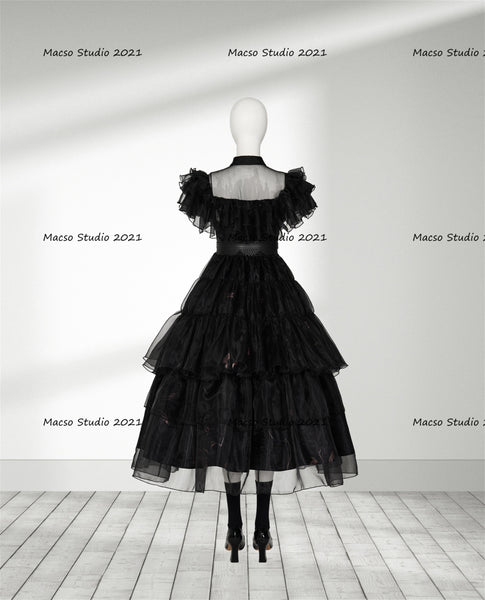 Wednesday Addams Black prom Dress Halloween Cosplay Costume Handmade Ball Gown Women Costume Adult Women Cosplay Halloween Cosplay Costume