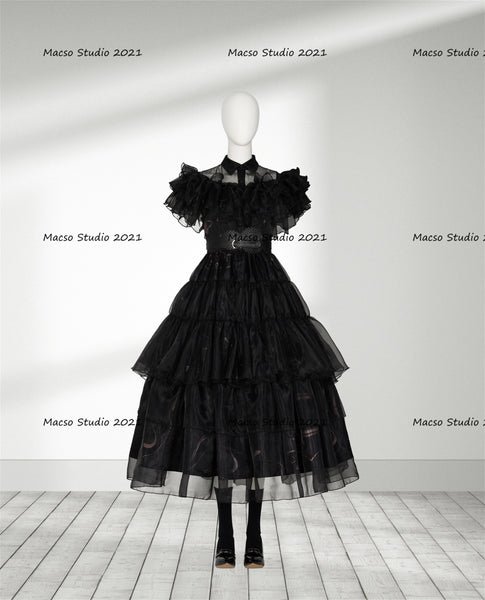 Wednesday Addams Black prom Dress Halloween Cosplay Costume Handmade B – Mermaidcosplay