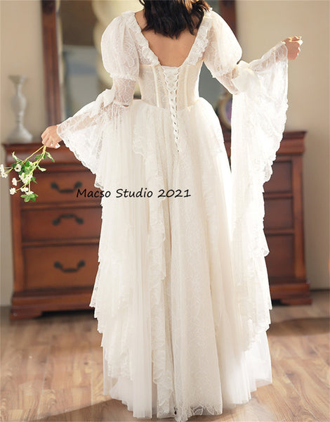 White lace Lolita Prom Dress Vintage Wedding Dress Prom Dress Graduation Dress Birthday Gown Adult Ceremony Dress Evening Prom Party Dress