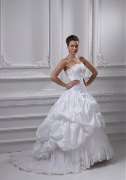 White taffeta wedding dress
