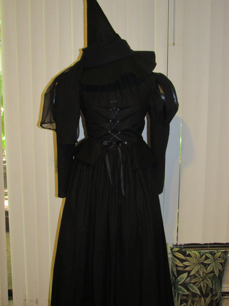 Wicked Witch Costume Cosplay Dress Belt Cape Hat for Teens Adults