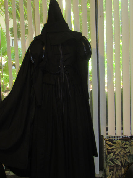 Wicked Witch Costume Cosplay Dress Belt Cape Hat for Teens Adults