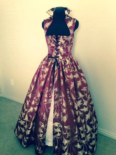 Wine Red and Gold Renaissance dress