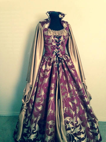 Wine Red and Gold Renaissance dress