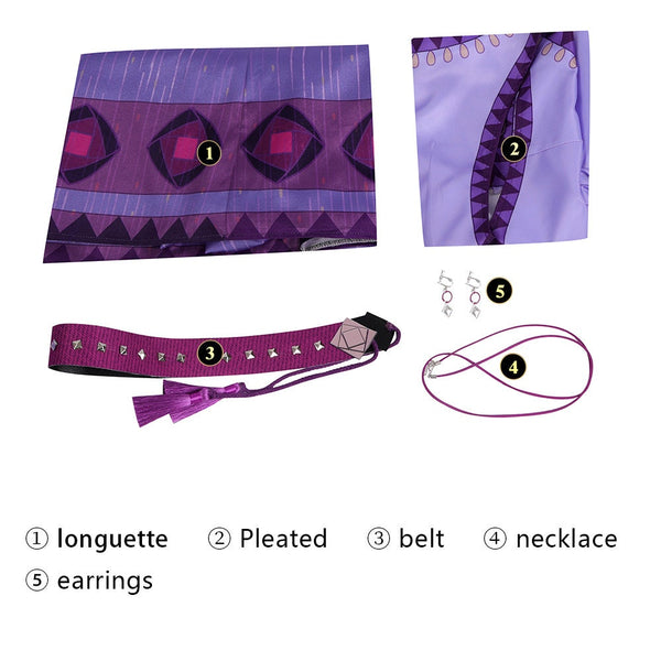 Cosplay Costume Princess Halloween Dress New Movie Wish Asha