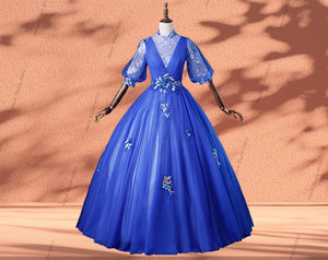 Women Blue Long Gown Dress Bridal Gown Bridesmaid Dress Evening Prom Party Dress Blue Formal Graduation Dress