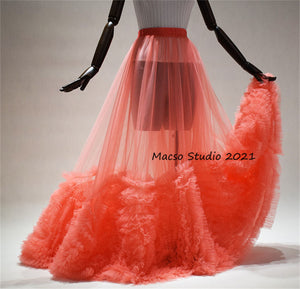 Women skirt Orange tulle skirt Party Wedding skirt Puffy Long Tulle Tutu Skirt Bridal Skirt