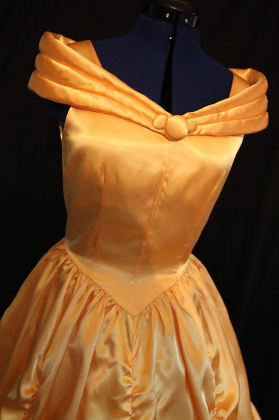 BELLE Adult Yellow Gold Satin Costume Gown MOM2RTK Custom Sz