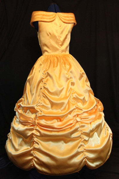 BELLE Adult Yellow Gold Satin Costume Gown MOM2RTK Custom Sz
