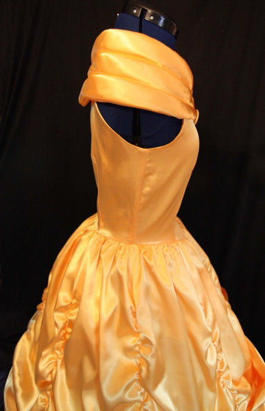 BELLE Adult Yellow Gold Satin Costume Gown MOM2RTK Custom Sz