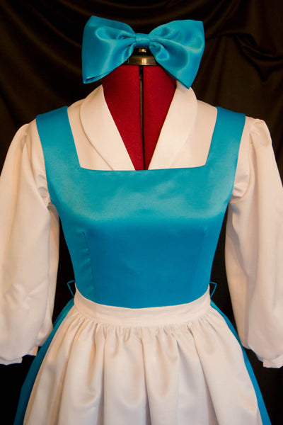 Cosplay Belle Blue dress village musical version Beauty and the beast princess custom made