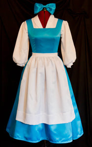 Cosplay Belle Blue dress village musical version Beauty and the beast princess custom made
