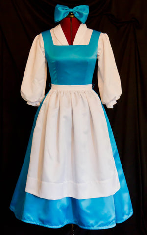 Cosplay Belle Blue dress village musical version Beauty and the beast princess custom made