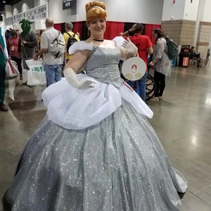 silver cinderella dress Silver Sparkly Cinderella Cinderella Adult Princess Costume Cosplay In –  Mermaidcosplay