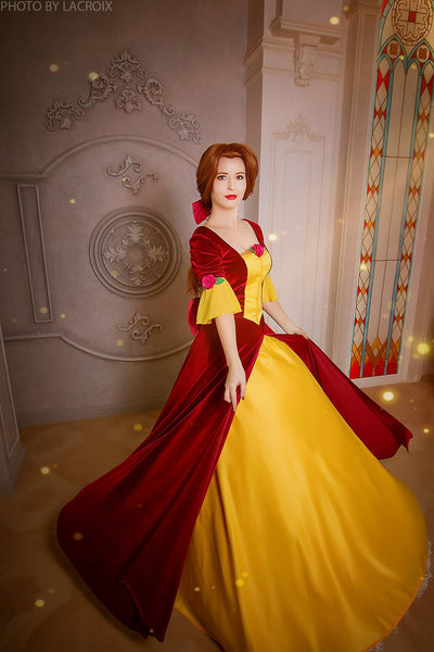 Custom Order based on Beauty Belle Cosplay Red dress Halloween costume Adult handmade cosplay costume