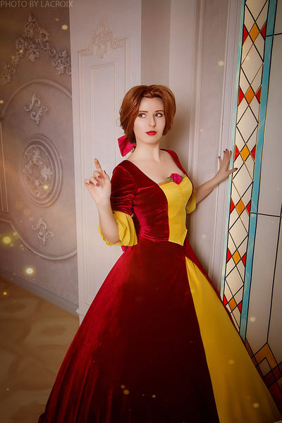 Custom Order based on Beauty Belle Cosplay Red dress Halloween costume Adult handmade cosplay costume