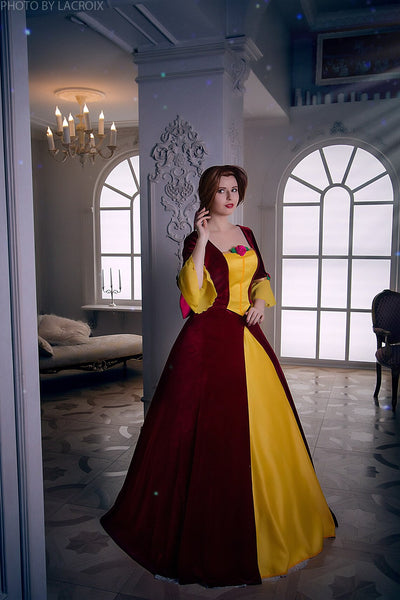 Custom Order based on Beauty Belle Cosplay Red dress Halloween costume Adult handmade cosplay costume