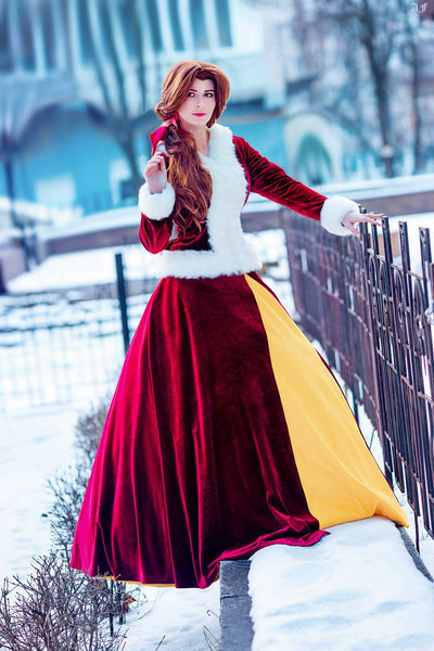 Custom Order based on Beauty Belle Cosplay Red dress Halloween costume Adult handmade cosplay costume