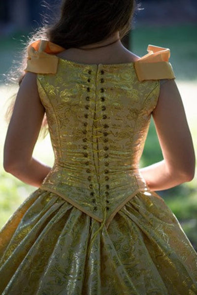 Belle Yellow Cosplay Costume Dress Halloween Women Outfit Dress