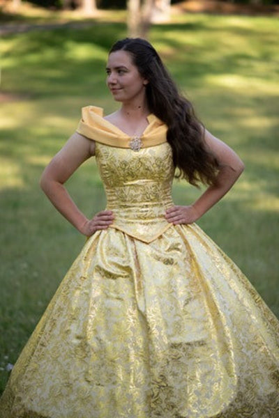 Belle Yellow Cosplay Costume Dress Halloween Women Outfit Dress