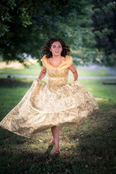 Belle Yellow Cosplay Costume Dress Halloween Women Outfit Dress