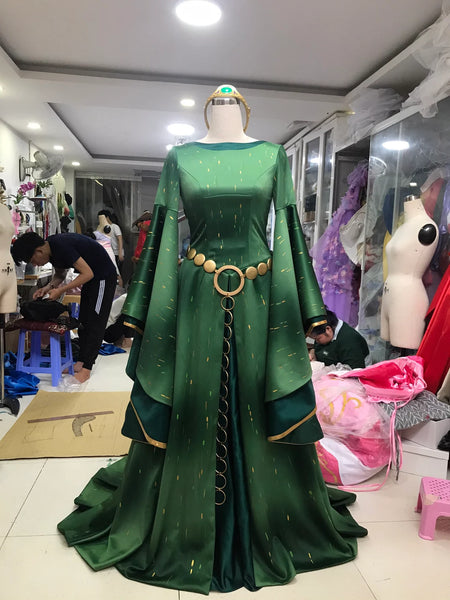 Queen Elinor adult costume, Costume Cosplay Green Scottish, Queen Elinor Brave, Scottish Costume, Disney Inspired