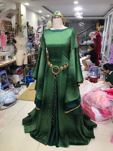 Queen Elinor adult costume, Costume Cosplay Green Scottish, Queen Elinor Brave, Scottish Costume, Disney Inspired