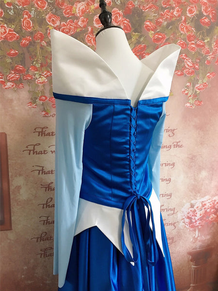 Blue Princess Aurora Dress Cosplay Costume Sleeping Beauty