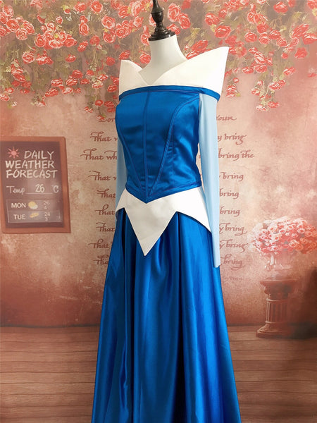 Blue Princess Aurora Dress Cosplay Costume Sleeping Beauty