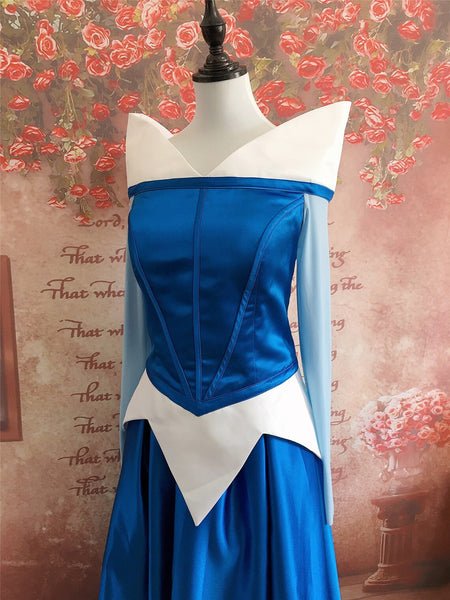 Blue Princess Aurora Dress Cosplay Costume Sleeping Beauty