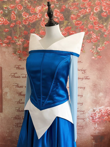 Blue Princess Aurora Dress Cosplay Costume Sleeping Beauty