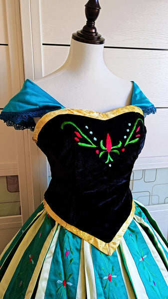 Inspired Anna Coronation Embroidery Dress, Anna Coronation Cosplay Costume