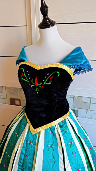 Inspired Anna Coronation Embroidery Dress, Anna Coronation Cosplay Costume