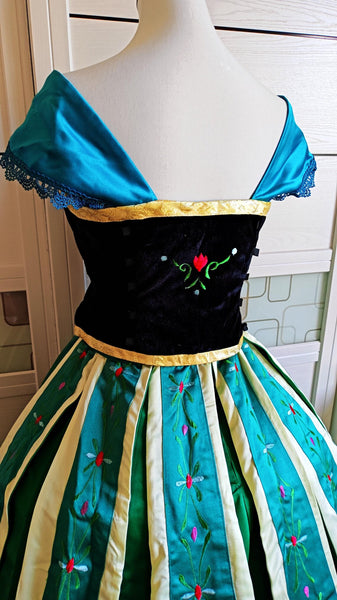 Inspired Anna Coronation Embroidery Dress, Anna Coronation Cosplay Costume