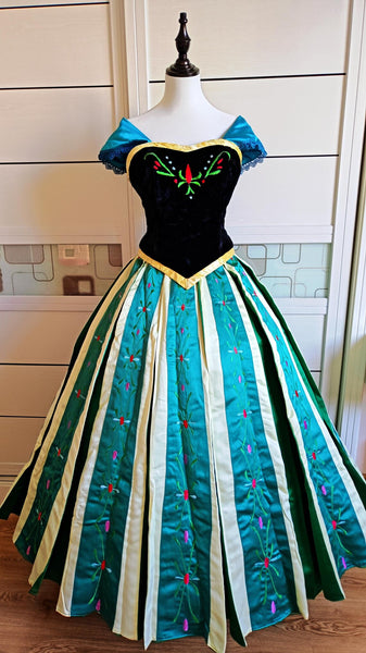 Inspired Anna Coronation Embroidery Dress, Anna Coronation Cosplay Costume