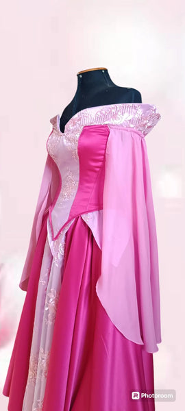 Cosplay Aurora pink dress Disney princess custom made