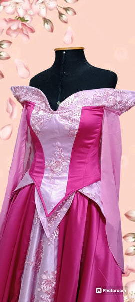Cosplay Aurora pink dress Disney princess custom made