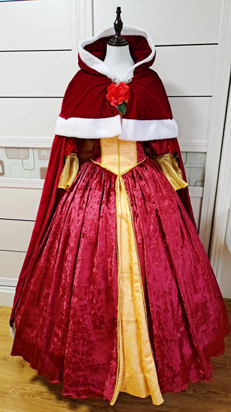 Inspired Belle Holiday Dress, Belle Christmas Cosplay Costume