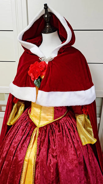 Inspired Belle Holiday Dress, Belle Christmas Cosplay Costume