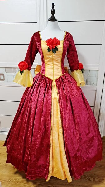 Inspired Belle Holiday Dress, Belle Christmas Cosplay Costume